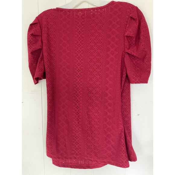Unbranded Wrap Style Button Accent Medium Top Burgundy - Picture 4 of 5